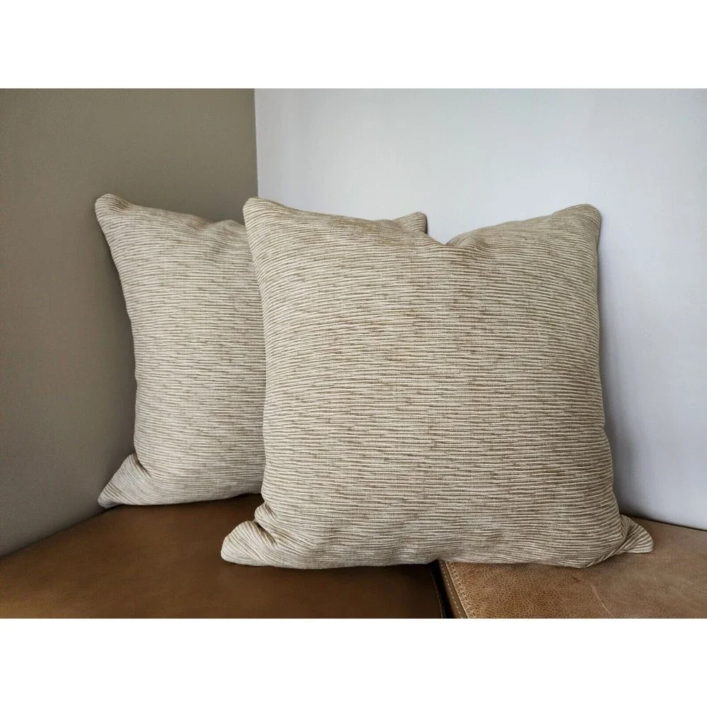 2 -‎ Roth & Tompkins Woven 20x20 Throw Pillow Covers Zippered Toffee Damask NEW